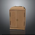 Traditional Wooden Cabinet Furniture With Double Doors Decorative Patterns And Top Ornamental Design