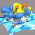 Colorful Inflatable Water Play Photo Spot With Yellow Duck Blue Waves And Letters