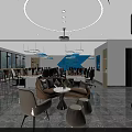 Modern Public Office Space Interior With Open Layout Desks Computers And Lounge Area 3d model