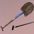High Quality Hardware Tool Shovel with Wooden Handle Metal Blade and Blue Details