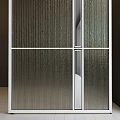 Modern Interior Glass Doors With Vertical Striped Texture And Silver Metal Frames 3d model