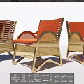 Stylish Leisure Chairs With Orange Cushions And Golden Metal Frames Design