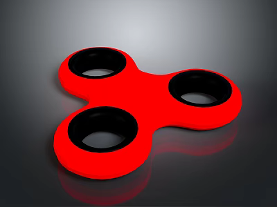 Red Fidget Spinner Design With Three Black Circular Holes Daily Life Product 3d model