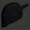 Futuristic Black Helmet With Red Stripes Circular Accents And Transparent Visor