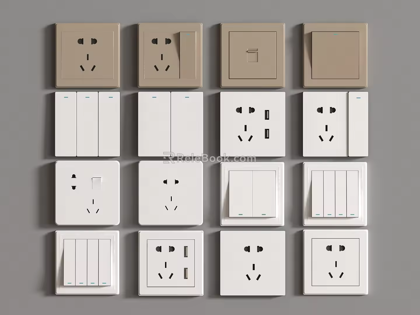 Switch modern switch socket combination switch socket strong weak box rail 3d model