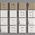 Switch modern switch socket combination switch socket strong weak box rail 3d model