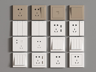 Switch modern switch socket combination switch socket strong weak box rail 3d model