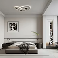 Modern Living And Dining Area Interior With Large Windows Chandelier And Sofa