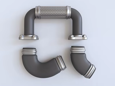 Stylish Black And Silver Metal Faucet Design With U Shaped And L Shaped Bends 3d model