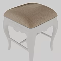 Classic Stool With White Ornate Carved Legs And Brown Fabric Cushion