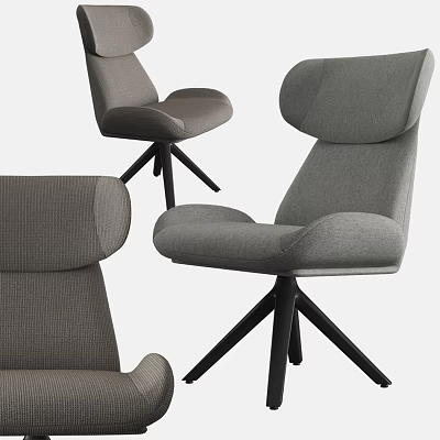 Gray Fabric Office Chair With Ergonomic Design Swivel Black Metal Base And Multiple Angles 3d model