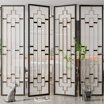 New Chinese Style Screen Partition 3d model