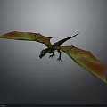 3D Dragon with Green Body and Red Green Leaf Like Wings on Gray Background