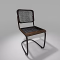 Modern Single Chair With Curved Metal Frame Mesh Backrest And Wooden Seat