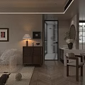Warm Modern Open Living And Dining Interior With Wooden Bookshelves And Cozy Soft Furnishings