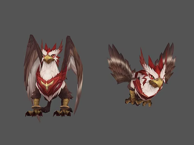 Vibrant Fantasy Eagle Creature Design With Red Plumage White Chest And Sharp Talons 3d model