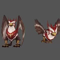 Vibrant Fantasy Eagle Creature Design With Red Plumage White Chest And Sharp Talons 3d model