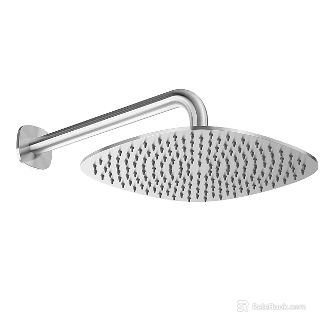 Wall Mounted Round Metal Shower Head With Multiple Spray Nozzles And Curved Arm 3d model 