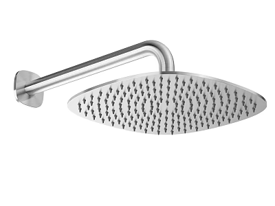 Wall Mounted Round Metal Shower Head With Multiple Spray Nozzles And Curved Arm 3d model