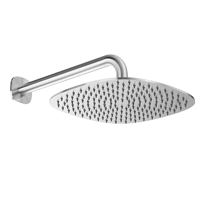 Wall Mounted Round Metal Shower Head With Multiple Spray Nozzles And Curved Arm 3d model