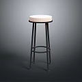 Modern Upholstered Bar Stool With White Seat And Black Metal Legs