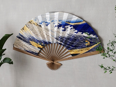 New Chinese style fan wall decoration pendant 3d model