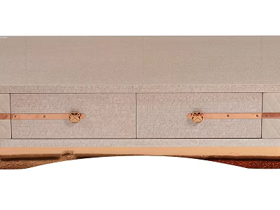 Elegant Modern Coffee Table With Light Beige Top And Golden Drawer Handles 3d model