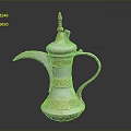 Ornate Teapot Sculpture With Intricate Carved Patterns White And Gold Decorative Design Traditional Artisan Craftsmanship