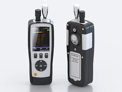 Dual Industrial Handheld Devices Featuring Display Screen Control Buttons And Knobs 3d model