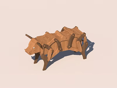 Wooden cow landscape sketch scenic spot sketch Wooden cow flowing horse toy sketch amusement park mechanical cow Luban cow 3d model