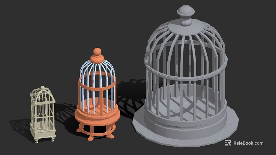 Colorful Bird Cages in Various Sizes for Pet Birds with Different Designs 3d model 