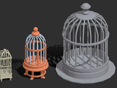 Colorful Bird Cages in Various Sizes for Pet Birds with Different Designs 3d model