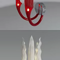 Modern Lighting Combination With Red Wall Lamps And White Ceiling Pendant Design