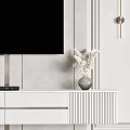 Modern TV Wall Design With Panel Accents Wall Lamps TV Stand And Vase