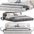 Modern Double Bed With Upholstered Headboard Plush Pillows And Soft Bedding 3d model