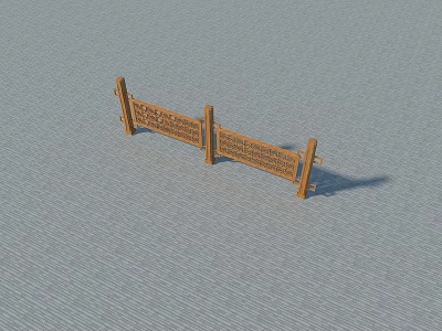 Wooden Fence with Woven Design Panels and Vertical Posts for Outdoor Garden Use 3d model