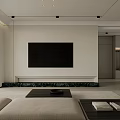Modern Minimalist Living Dining Room With Beige Sofa Coffee Table And Wall Art