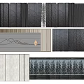 Modern Feature Wall Interior Design With Textured Patterns Stone Wood And Metal Elements 3d model
