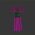 Elegant Women's Clothing Set With Long Sleeves Mesh Skirt And Decorative Patterns