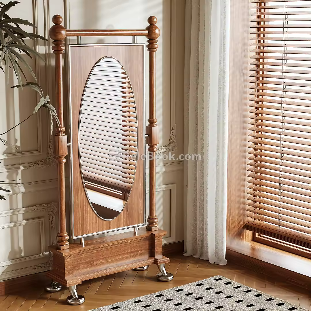 log wind mirror floor mirror 3d model