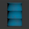 Rusty Red Yellow Red And Blue Oil Drums With Hazard Symbol On Black Reflective Surface