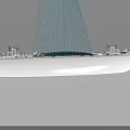 Modern Futuristic Ship With Blue Sail Like Structure And Technological Deck Equipment 3d model