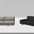 Modern Two Seater Sofas in Light Beige and Dark Gray with Minimalist Design 3d model
