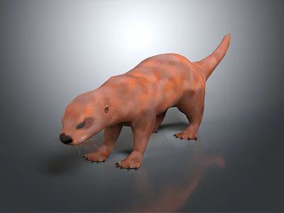Orange Red Otter 3D Model Standing On Gray Smooth Background 3d model