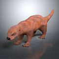 Orange Red Otter 3D Model Standing On Gray Smooth Background