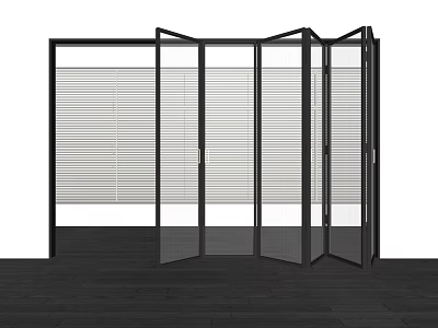 Sleek Modern Folding Doors With Glass Panels And Blinds Design For Interior Space Partition 3d model