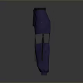 Dark Blue Utility Pants With Adjustable Waist Belt And Side Cargo Pockets