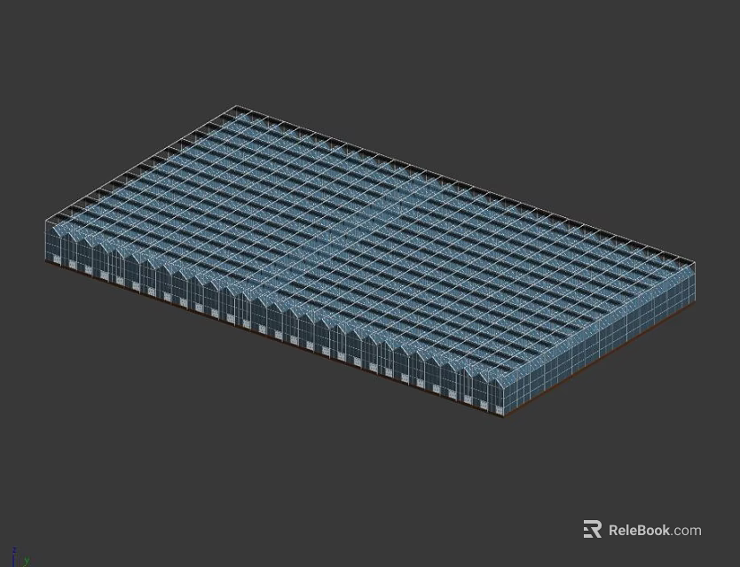 Industrial Factory Building Featuring Large Steel Frame Grid Roof And Arch Shaped Base 3d model 