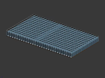 Industrial Factory Building Featuring Large Steel Frame Grid Roof And Arch Shaped Base 3d model
