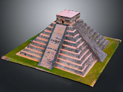 Cartoon Scene Pyramid Model With Stepped Layers And Green Grass Base Structure 3d model